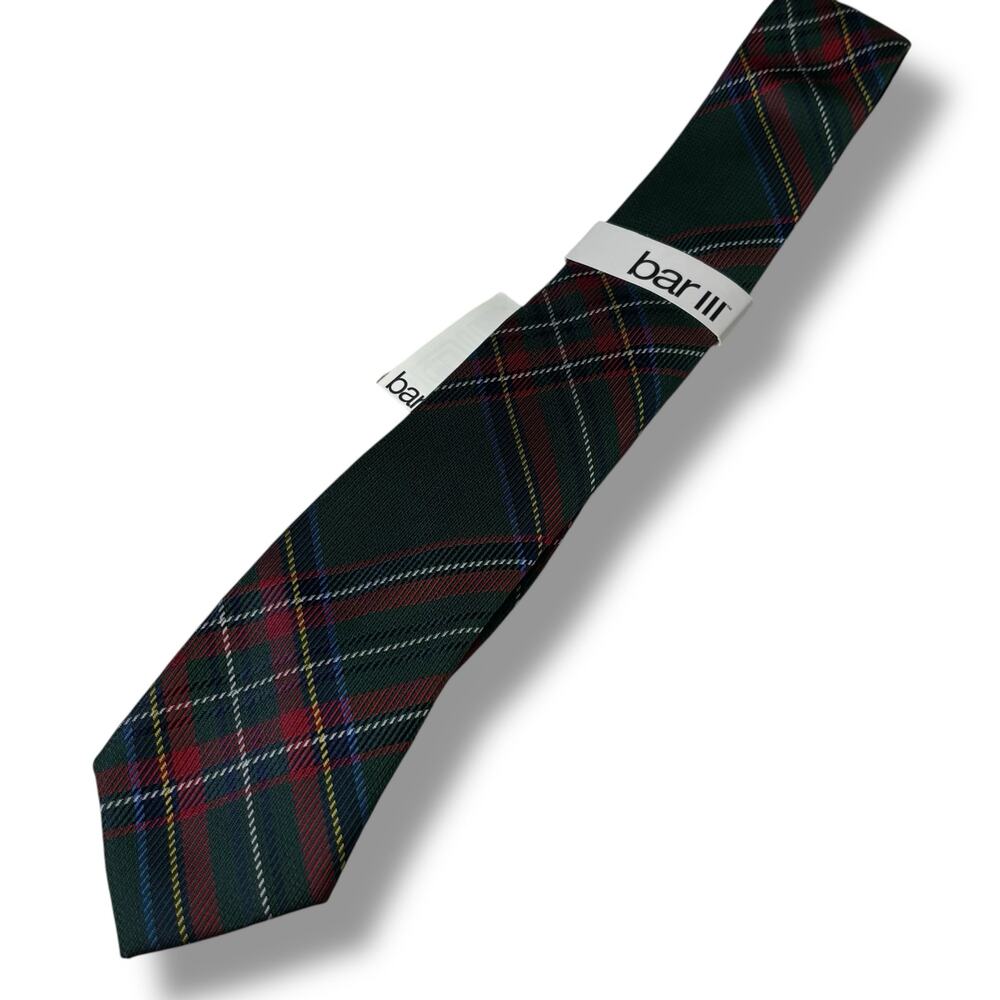 NWT Bar III Farrin Plaid Christmas Tie